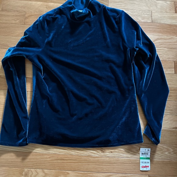 Bar III Tops - NWT Bar III Women’s large blue flame velour long sleeve top. Soft and comfy
